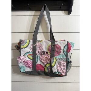 Thirty One 31 Organizing Utility Tote Zip Top Beach Multi Pockets Bubble‎ Bloom